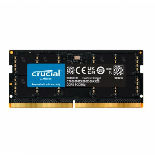 Оперативная память CRUCIAL DDR5 32GB 4800 SODIMM CL40 (CT32G48C40S5) модуль памяти ddr 5 dimm 32gb 16gbx2 4800mhz netac shadow ii ntswd5p48dp 32k cl40 black