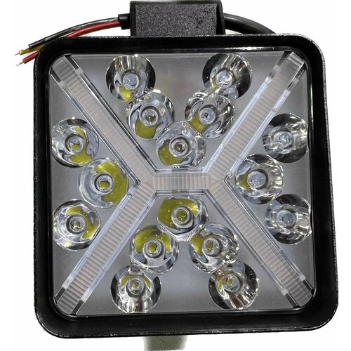 Фара п/т Led 16LED-46W (с габаритной желтой подсветкой) (квадратная)