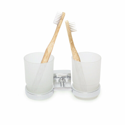 Стакан двойной для зубных щеток 178595см стеклянный на стальном креплении 648₽