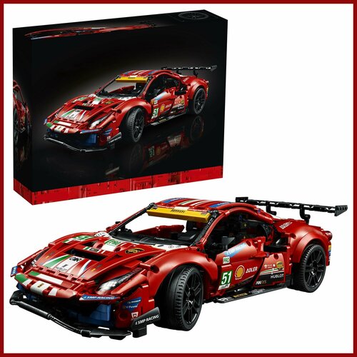 конструктор technic ferrari 488 gte 1677 деталей техник суперкар для мальчиков феррари Конструктор LX Техника Ferrari 488 GTE, 1677 деталей