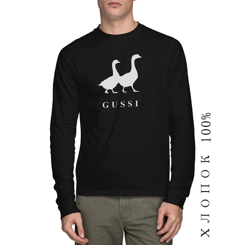фото Лонгслив printhan лонгслив с принтом gussi унисекс, черный, размер l (48-50), черный