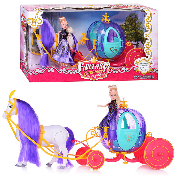 Карета 358A "Фантазия" с лошадкой и куклой, в коробке