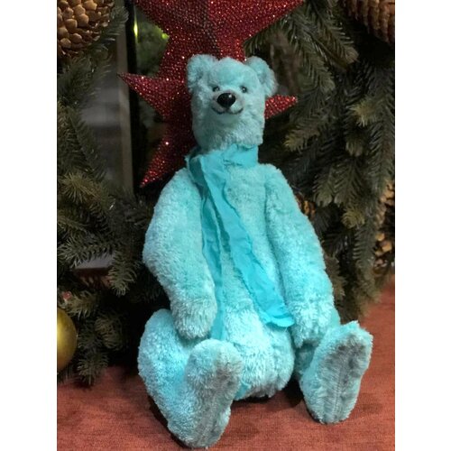 Мишка Тедди ручной работы из вискозы, цвет «Тиффани». 23 см