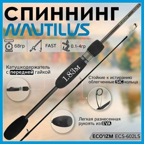 Спиннинг Nautilus ECO'IZM ECS-602LS 1.83м 0.1-4гр спиннинг nautilus eco izm ecs 602ls 1 83м 0 1 4гр