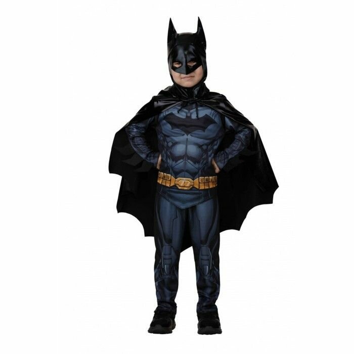 Карнавальный костюм "Бэтмэн" без мускулов, сорочка, брюки, маска, плащ, р. 28, рост 110 см