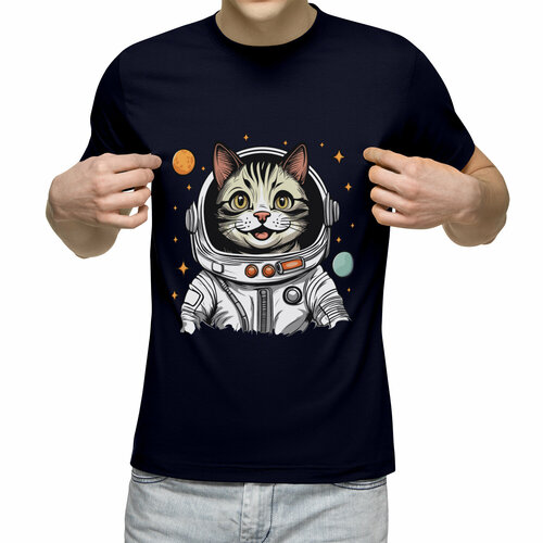 Футболка Us Basic, размер M, синий мужская футболка кот космонавт s темно синий