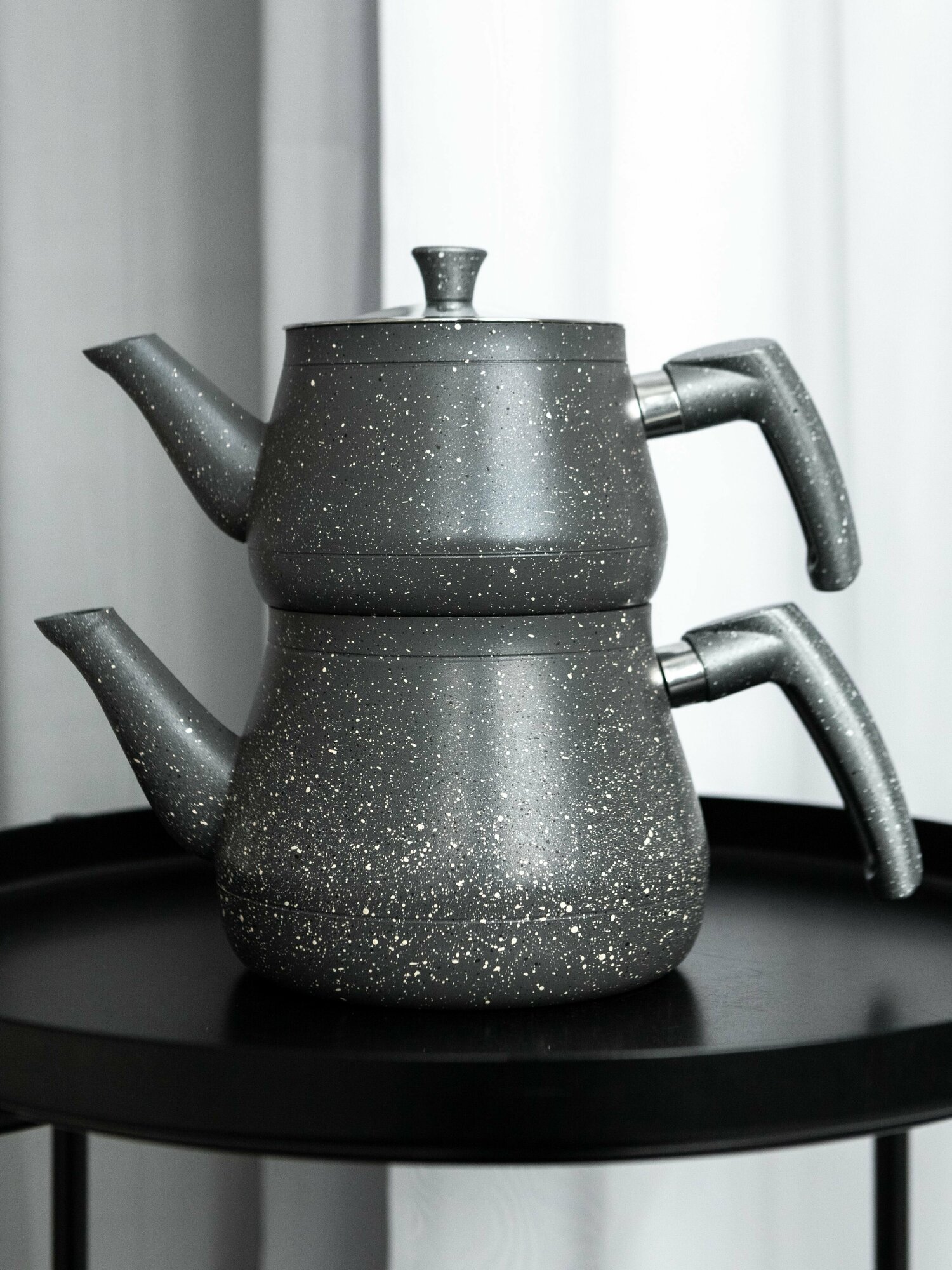 фото Двойной чайник серый гранит с бакелитовой ручкой 2л 1л