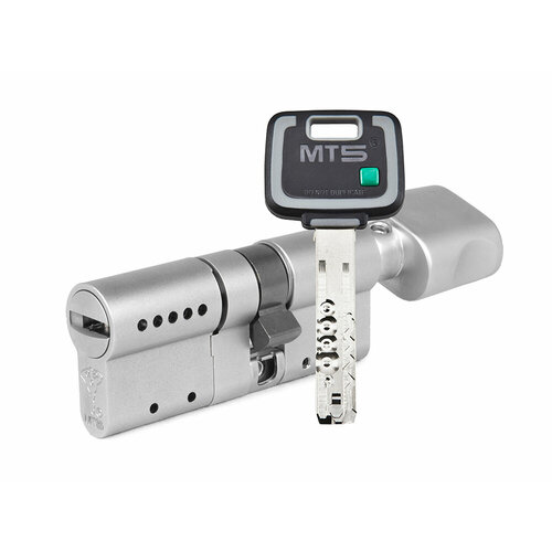 Цилиндр Mul-t-Lock MT5+ ключ-вертушка (размер 43х48 мм) - Никель, Флажок (3 ключа)
