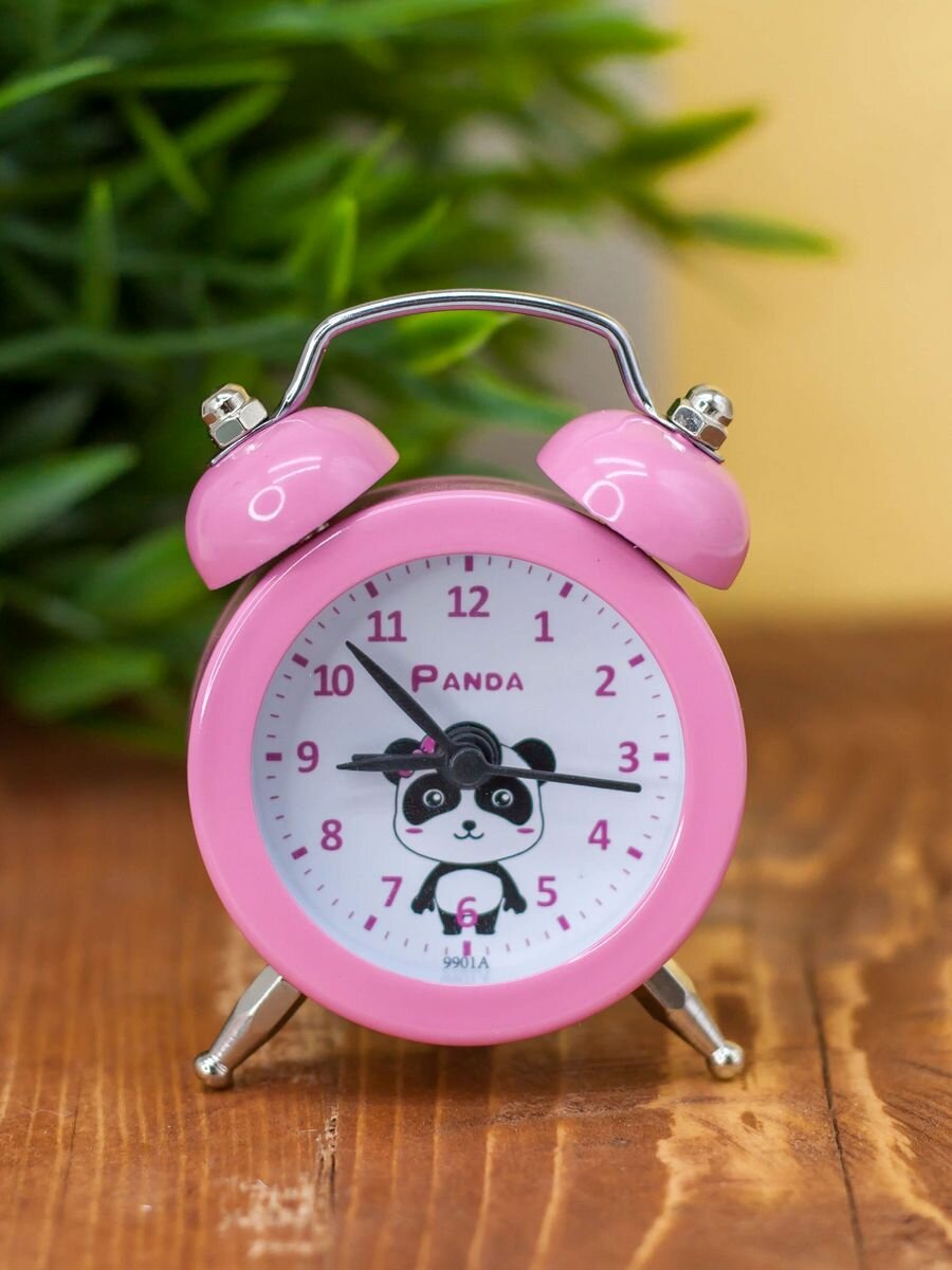 Часы настольные с будильником Mini panda pink