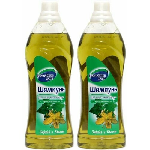 Волшебная пена, Шампунь для всех типов волос, Зверобой и крапива, 1000 мл, 2 шт