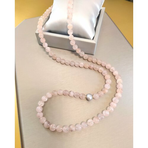 Колье CoolStone COOLSTONE Ожерелье YOU R SPECIAL дизайнерское премиум из ювелирного натурального камня Морганит и Жемчуга в покрытии золотом, ручная работа, жемчуг пресноводный, морганит, длина 85 см, золотой, пыльная роза