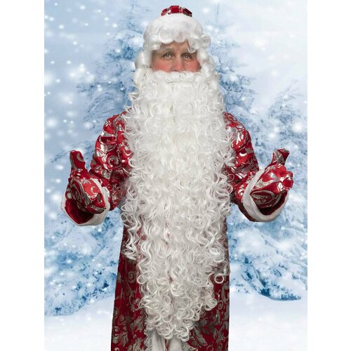 Дед мороз (парик и борода) карнавальный парик с бородой волшебник люкс седой парик борода парик мужской парик