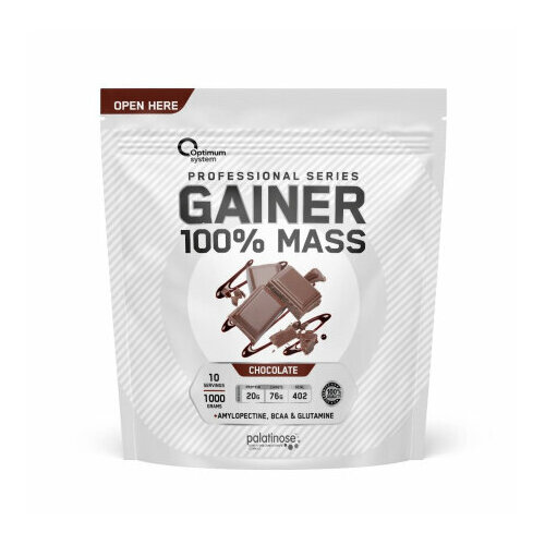 Optimum system 100% Mass Gainer (1 кг.) шоколад гейнер optimum system gainer 100% mass 1000 г шоколад