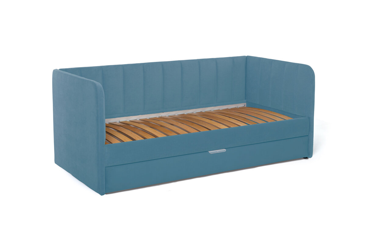 Futuka Kids Диван-кровать Crecker Newtone с ящиком для белья (дополнительным спальным местом), цвет бирюзовый, 180x90 см.