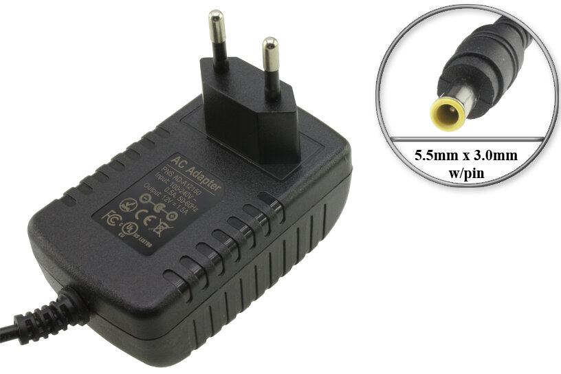 Адаптер (блок) питания 12V 1.5A - 2А 18W 5.5mm x 3.0mm 1pin (AD-A12150LW) встр. вилка для синтезатора цифрового пианино Casio и др.