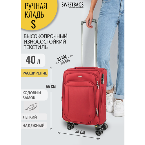 фото Чемодан , 40 л, размер s, красный sweetbags