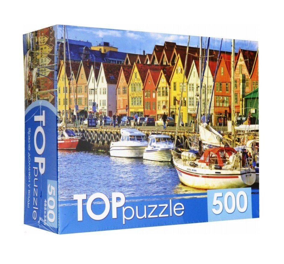 TOPpuzzle-500 "Яркие домики у воды" (КБТП500-6806) Рыжий кот - фото №3