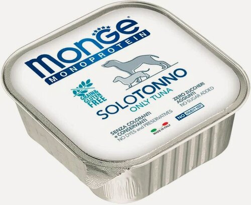 Изображение товара Влажный корм для собак Monge Monoprotein, беззерновой, паштет тунец 150 г * 12 шт