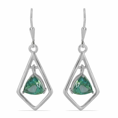 Серьги  Ювелирия, серебро, 925 проба, кварц, зеленый