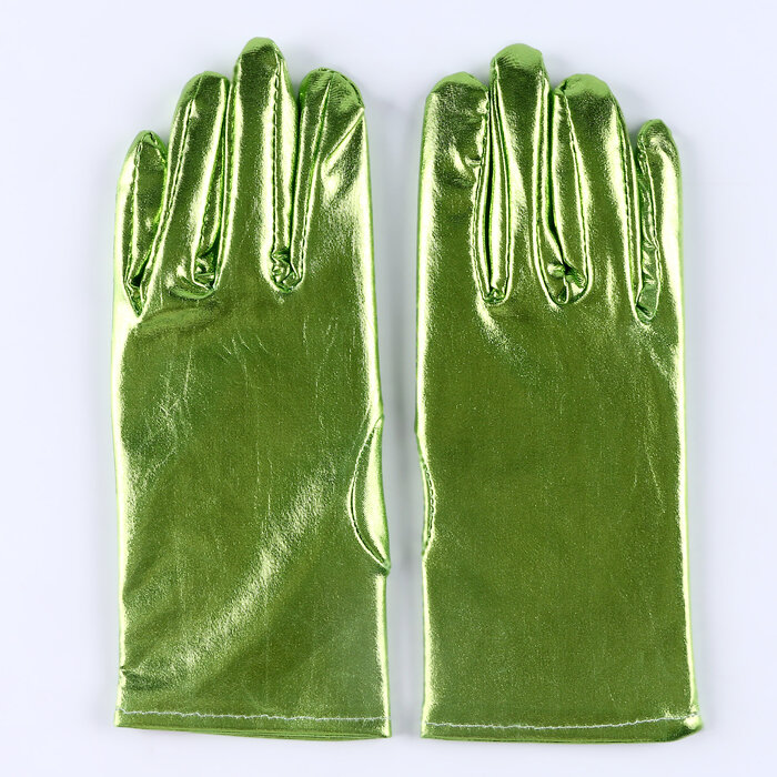 Карнавальный аксессуар- перчатки , цвет зеленый металлик, искусственная кожа