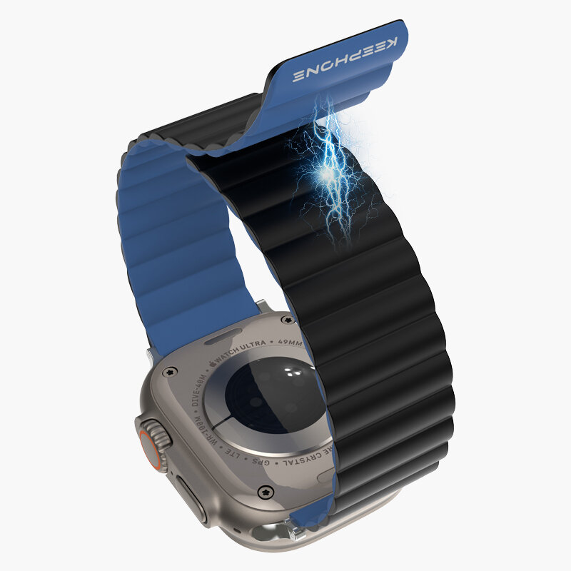 Наручные браслеты KEEPHONE, Силиконовая магнитная защелка Для iWatch 49/45/44/42 мм| 2-Цветные реверсивные-синий/черный — фото 4