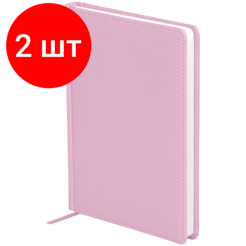 Комплект 2 шт, Ежедневник недатированный, А5, 136л, кожзам, OfficeSpace Winner, розовый