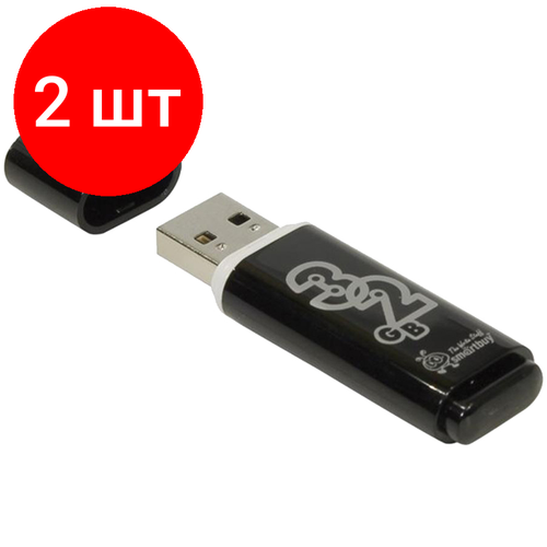 Комплект 2 шт, Память Smart Buy Glossy 32GB, USB 2.0 Flash Drive, черный verbatim nano store n stay 32gb usb 3 0 flash drive