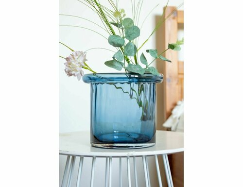 Декоративная ваза тацца, стекло, синяя, 16 см, EDG 107477-80-1