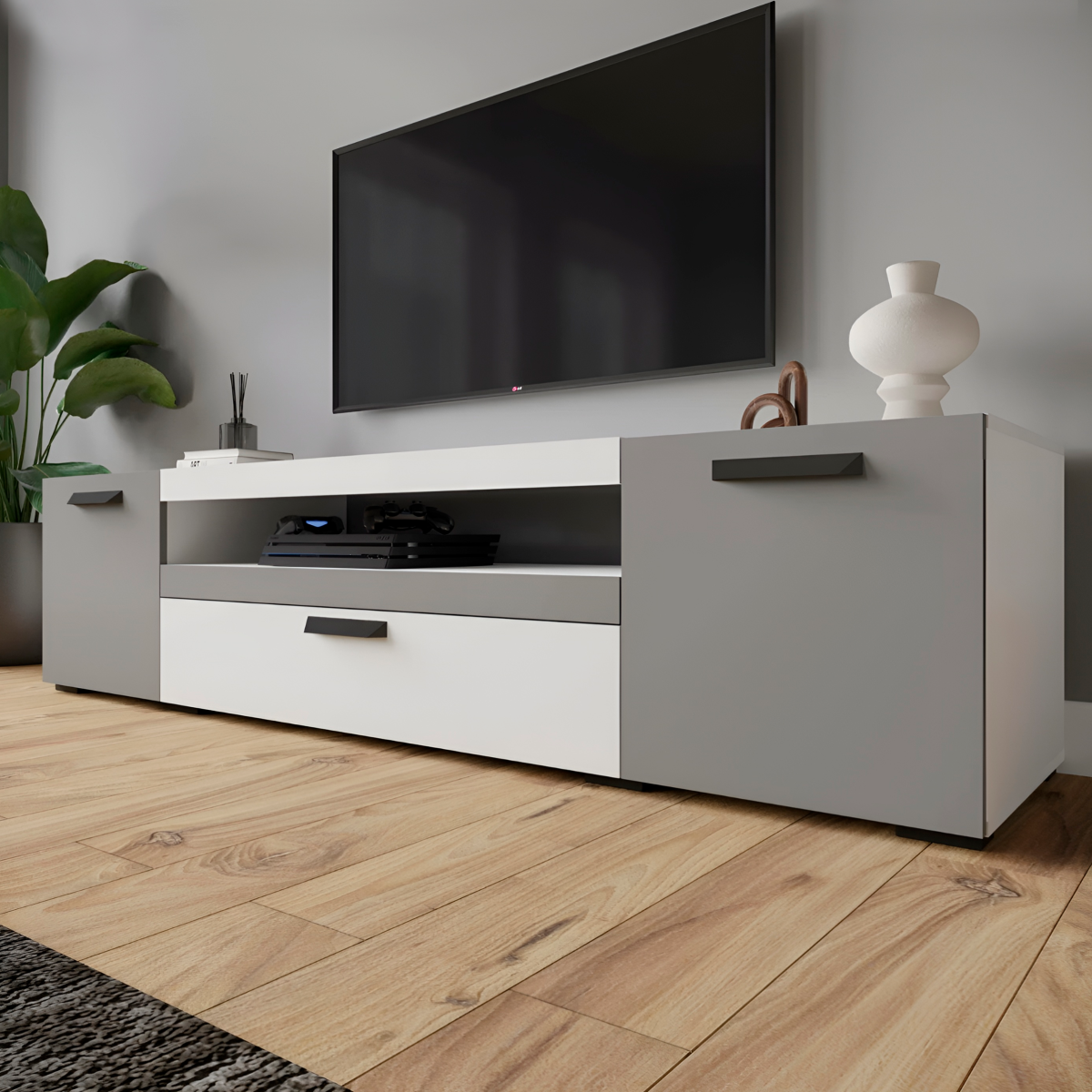 фото Тумба ТВМ-8 белый/серый графит HOMEGRAD