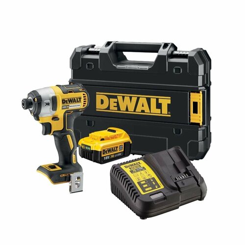 DeWalt DCF887M1 Гайковерт ударный в чемодане TSTAK (18В, 4.0Ah*1, 205Нм, 1/4, 3 скор, 3800об/мин) зарядное устройство dewalt dcb118 xr 18 в 8а 2 батареи 12ач кейс tstak ii dcb118y2t