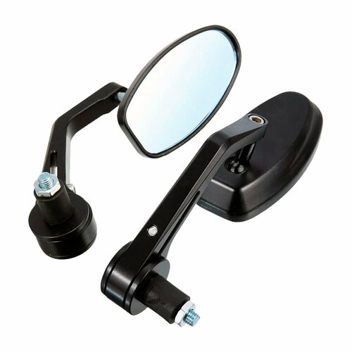 Зеркала металлические в руль на мотоцикл скутер максискутер мопед квадроцикл для мотоциклиста, черные матовые