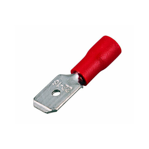 Клемма плоская изолированная штекер 6.3 мм 0.5-1.5 мм² (РПи-п 1.5-(6.3)) красная REXANT уп 100шт