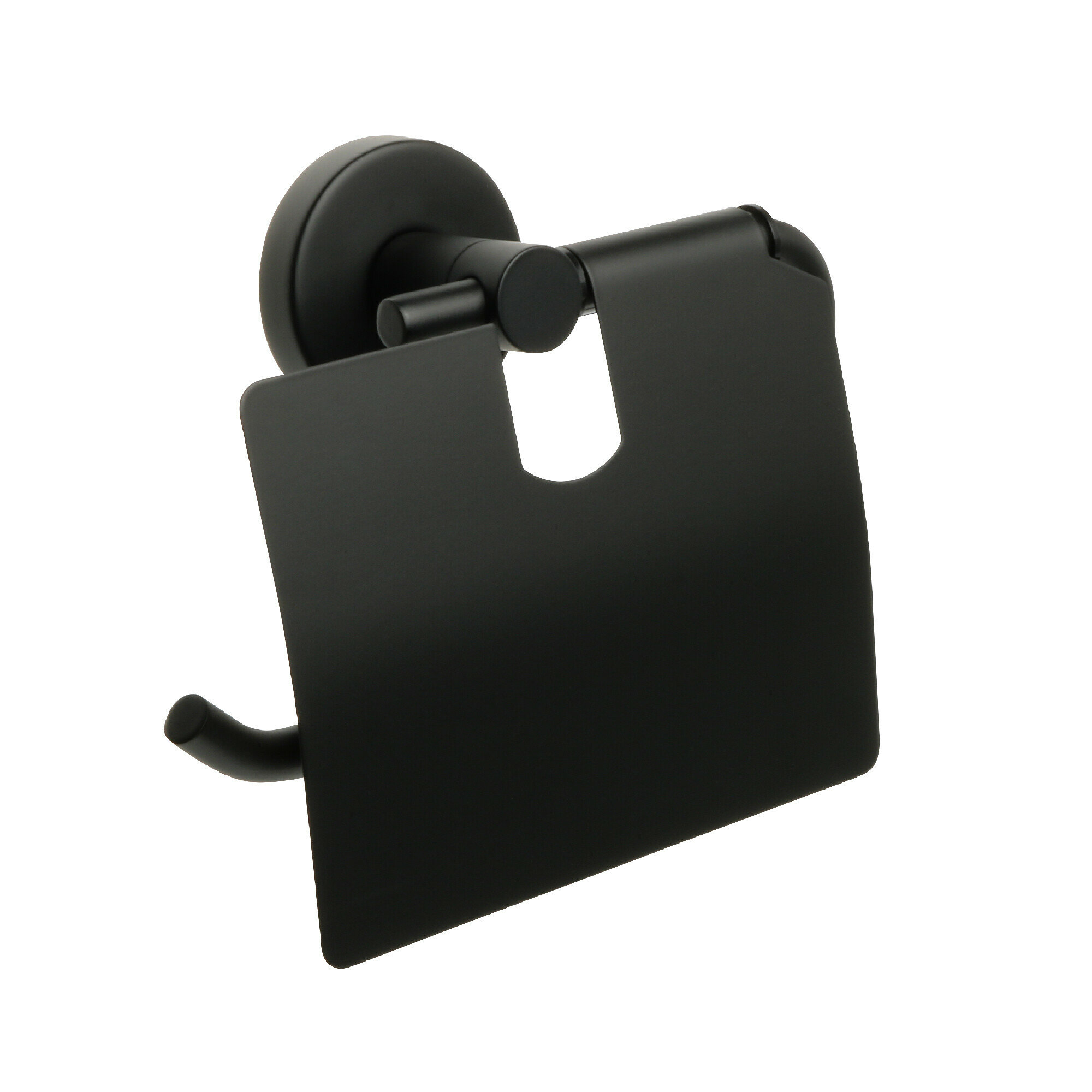 Аксессуар для ванной Fixsen Comfort Black черный (FX-86010) Бумагодержатель с крышкой