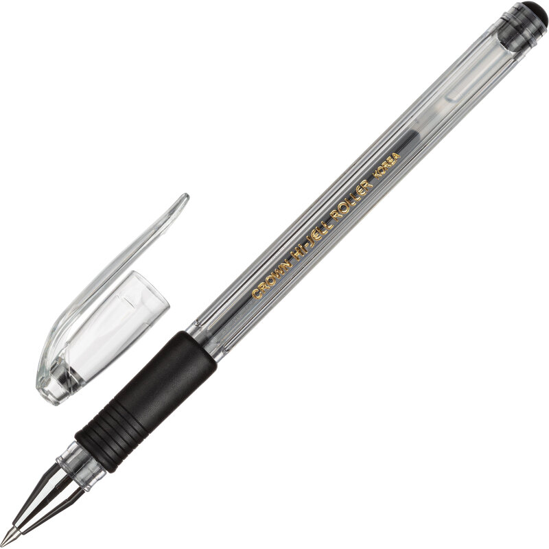 Ручка гелевая неавтоматическая CROWN HJR-500R 0,5мм. рез. манж. черный