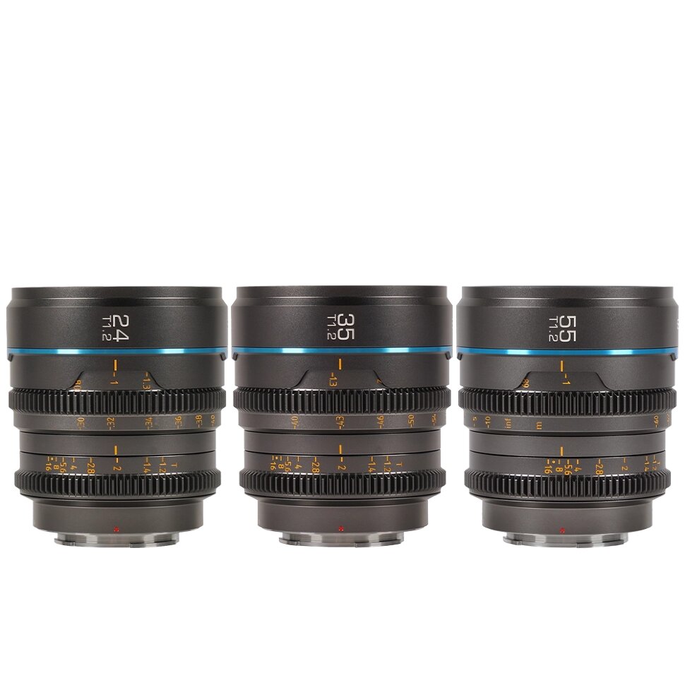 Комплект объективов Sirui Nightwalker 24/35/55mm T1.2 S35 X-mount Серый