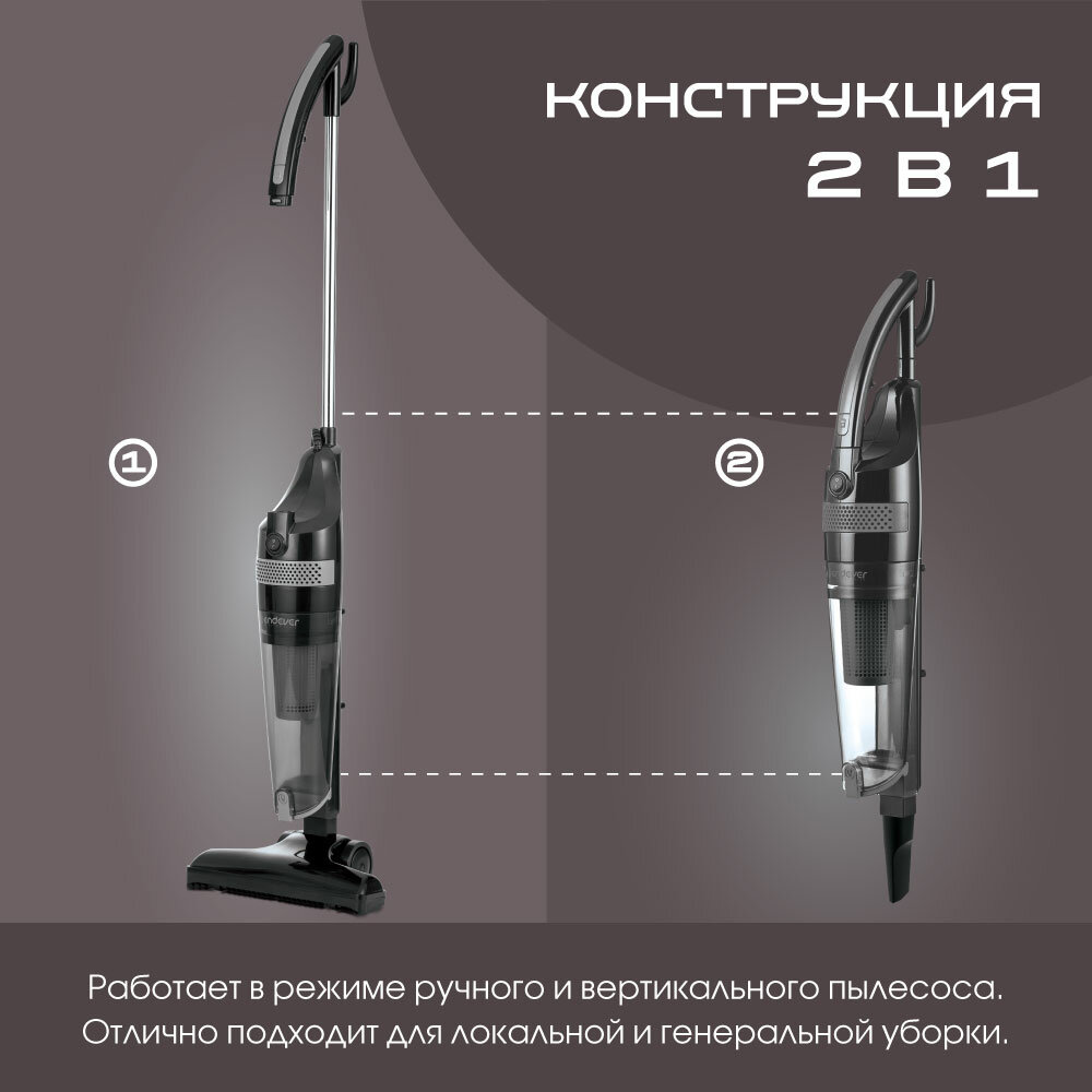 Ручной пылесос (handstick) ENDEVER SKYCLEAN VC-292, 650Вт, черный/зеленый - фото №5