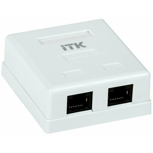 ITK Настенная информационная розетка RJ45 8P8C, кат.6 UTP, 2-порта, белая розетка lanmaster настенная 2 порта rj 45 категории 6 utp белая