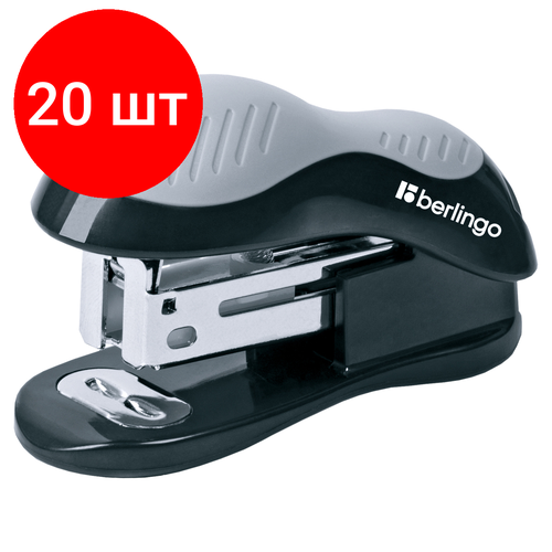 Комплект 20 шт, Мини-степлер №24/6, 26/6 Berlingo Office Soft до 15л, черный