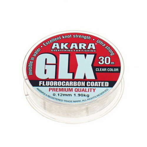 фото Леска glx premium clear, диаметр 0.12 мм, тест 1.9 кг, 30 м, прозрачная akara