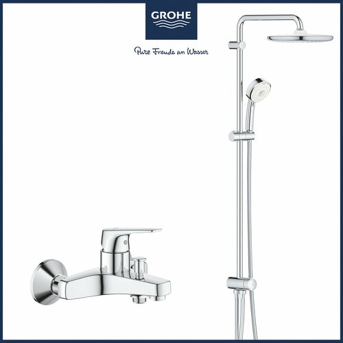 Душевая система с тропическим душем и смесителем для ванны Grohe BauFlow Tempesta New Cosmopolitan 90, хром душевая система с тропическим душем и смесителем для ванны grohe bauflow tempesta new cosmopolitan 90 хром