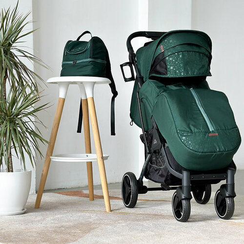 Коляска прогулочная JOYOY, Зеленая звезда, черная рама + сумка (механическая регулировка спинки)
