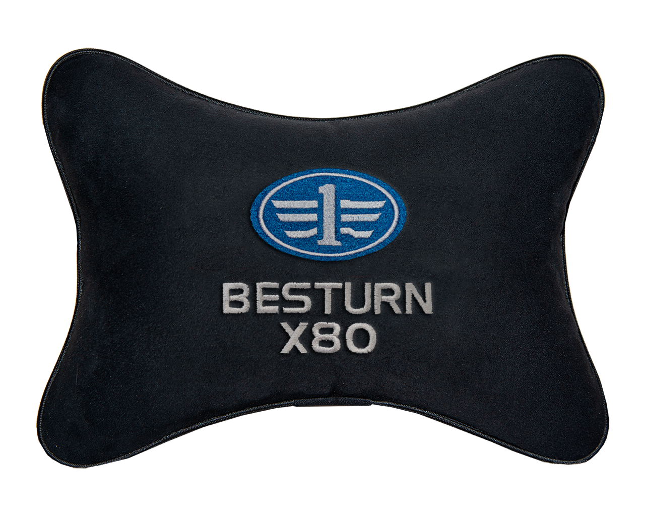 Подушка на подголовник алькантара Black с логотипом автомобиля FAW Besturn X80