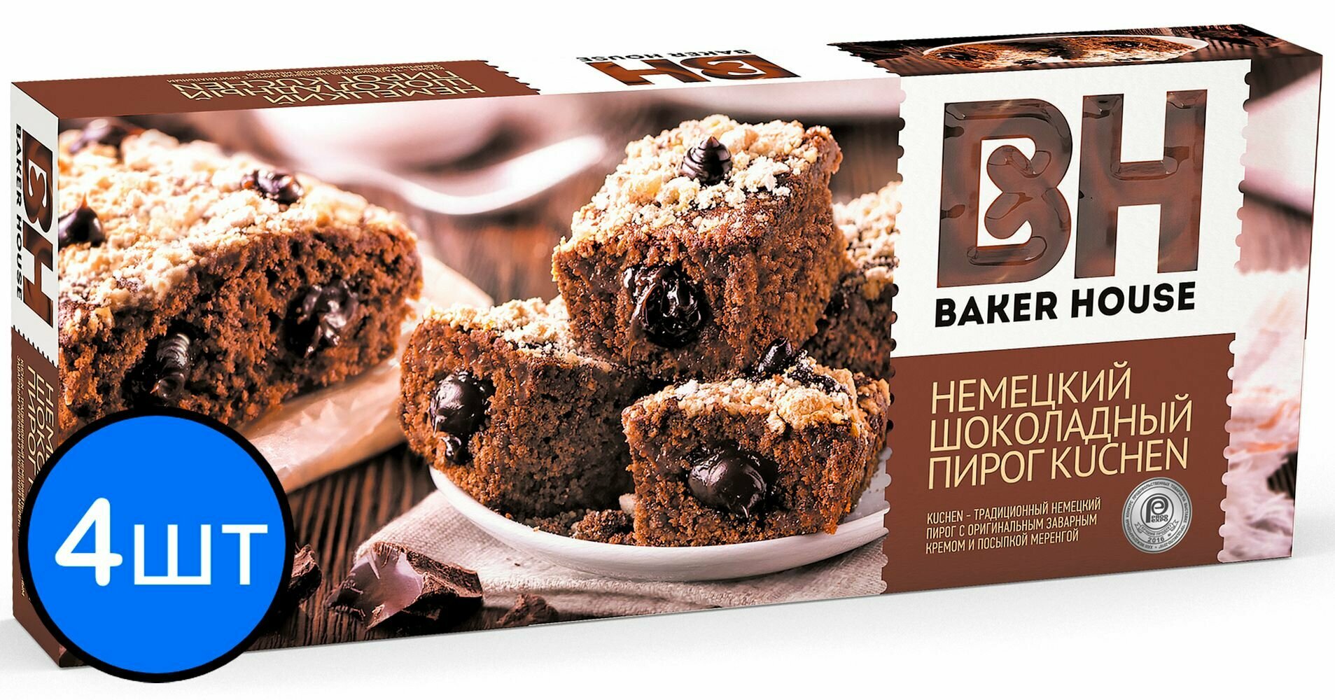 Пирог шоколадный KUCHEN Baker House 350г х 4шт