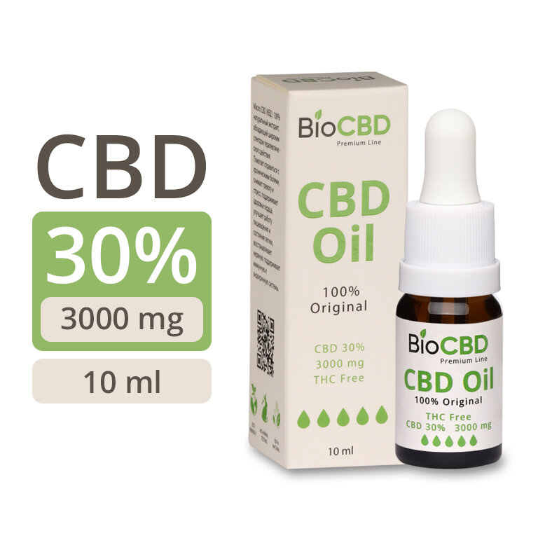 CBD масло "BioCBD", Конопляное масло КБД: 3000мг 30% 10мл