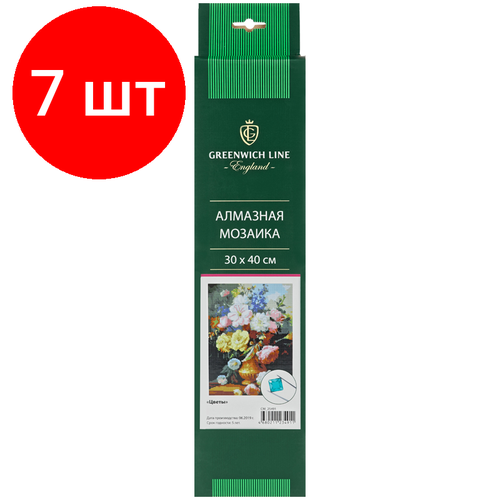 Комплект 7 шт Алмазная мозаика Greenwich Line Цветы 3040см холст европодвес 3535₽
