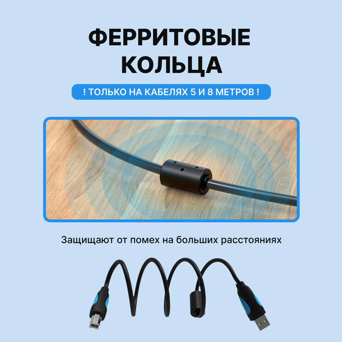 Кабель Vention USB 20 AM/BM (VAS-A16-B-100)