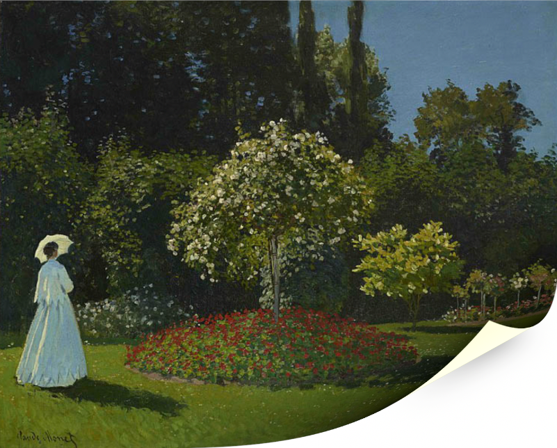 "Дама в саду", Моне, Клод, картина (репродукция) (40х32 см / без подрамника)