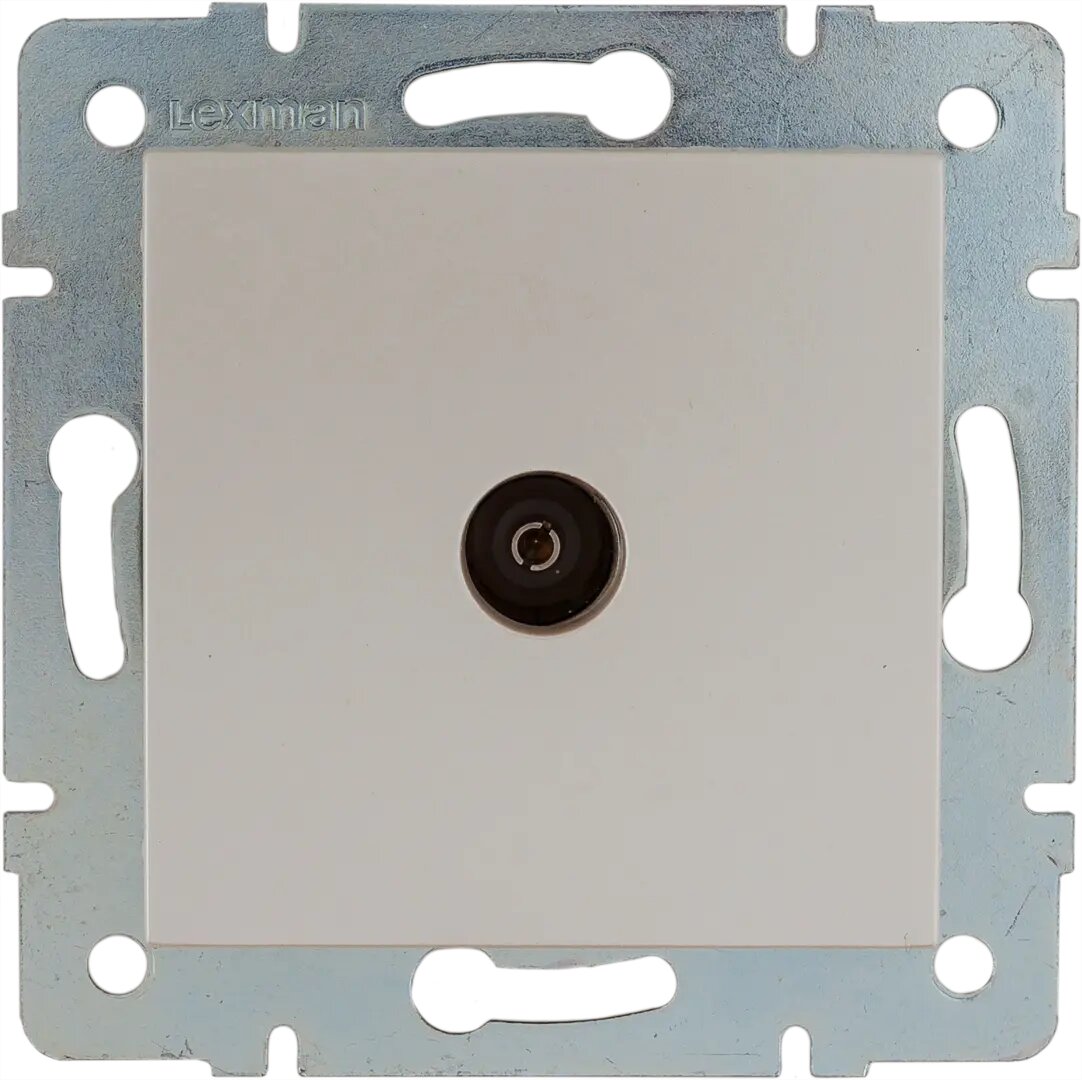 фото ТВ-розетка проходная встраиваемая Lexman Виктория шлейф, цвет жемчужно-белый матовый