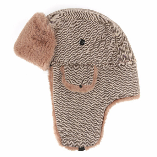 фото Шапка ушанка fabretti, размер 58, коричневый