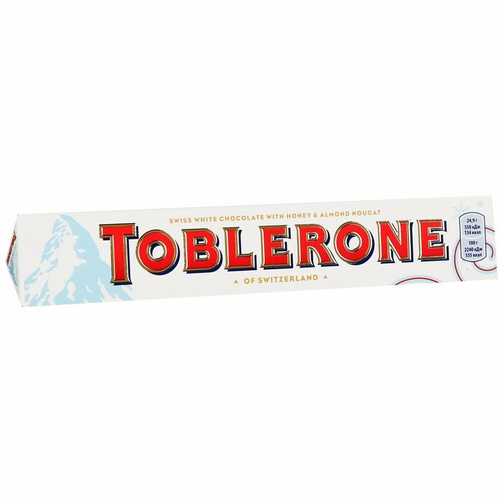Toblerone White Chocolate with Honey&Almond Nougat белый шоколадный батончик 100 гр